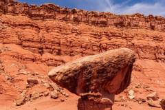 Photo of Fallen Boulder on other boulder.  Vermilion Cliffs.