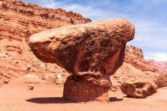 Photo of Fallen Boulder on other boulder.  Vermilion Cliffs.