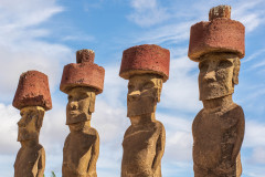 Photo of Moai with Tophats on Easter Island