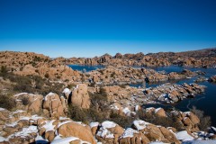 Photo of Watson Lake with Winter Snow at Prescott, AZ
