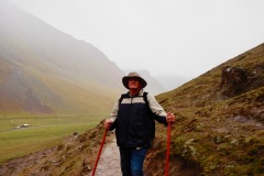 Photo of me walking down Rainbow Mountain.  It was a 7.5 mile walk down and I had broken my left heel in a fall several days earlier.  I did not find out it was actually broken until I was back home 3 weeks later.