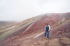 Photo near the top of Rainbow Mountain in the fog.