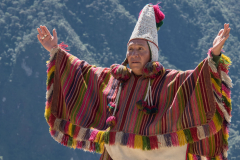 Photo of an Inca Shamen giving a Blessing at Machu Picchu in Peru