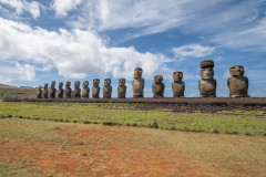 Photo of the 15 Moai on Easter Island.  Ahu Tangakiri   !