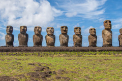 Photo of the 15 Moai on Easter Island.  Ahu Tangakiri  !