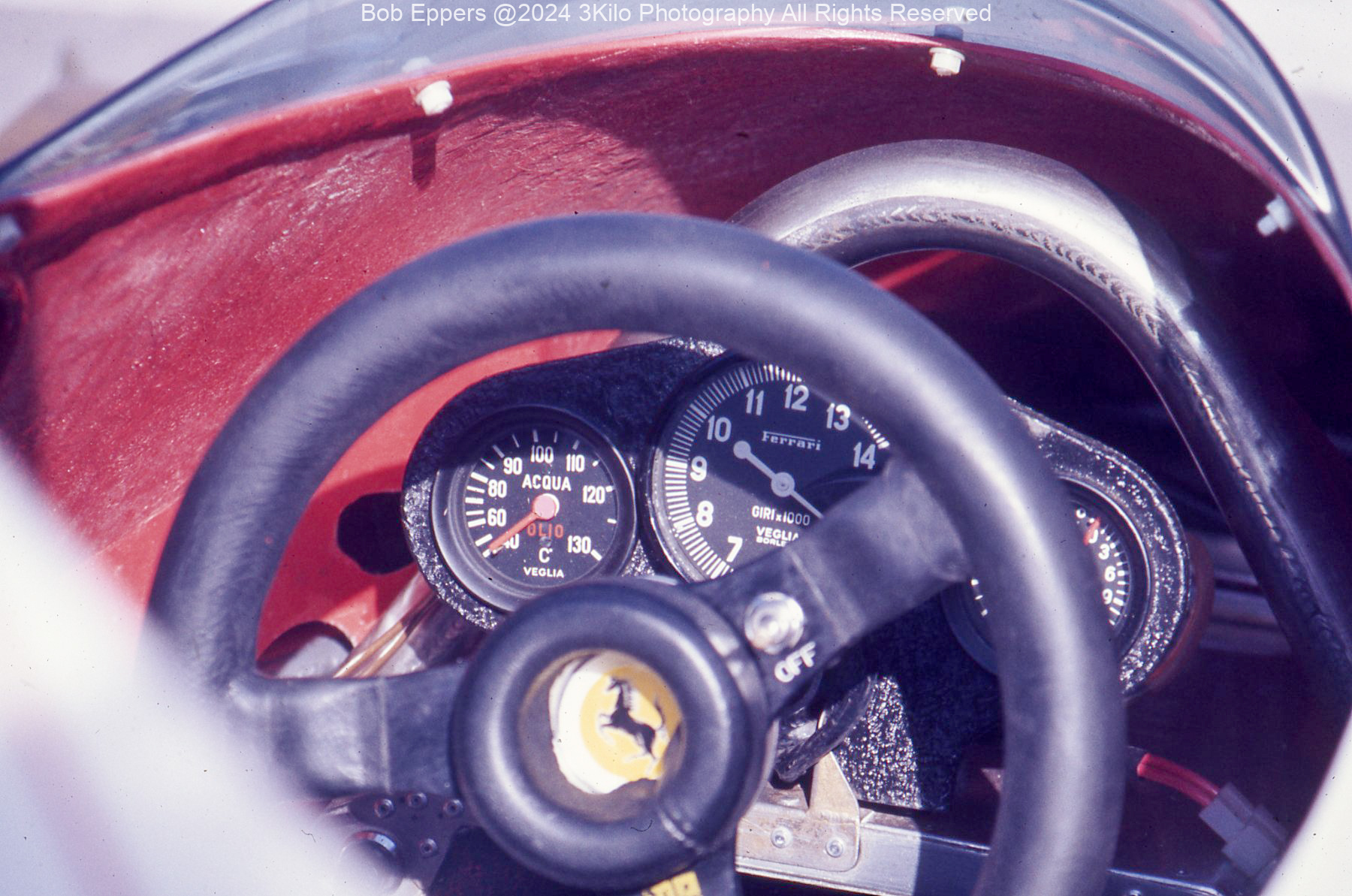 Photo of the Cockpit in Niki Lauda's F! Ferrari at the 1976 LBGP.