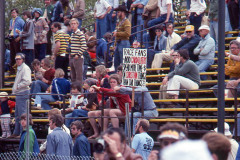 Photo of religious fanatic in the grandstands.  1977 F1 LBGP