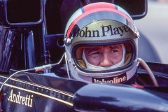 Photo of F1 Lotus with driver Mario Andretti. 1977 F1 LBGP
