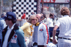 Photo of Stirling Moss in the pits. 1977 F1 LBGP