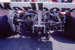 Photo of the rear of a F1 McLaren.  1977 F1 LBGP