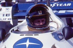 Photo of F1 Tyrell with driver Ronnie Peterson. 1977 F1 LBGP
