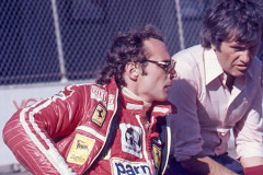 Photo of Niki Lauda in the pit lane. 1976