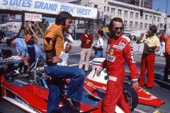 Photo of Niki Lauda in the pit lane.  1976