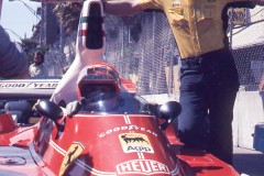 Photo of F1 Ferrari in the pit lane.  1976