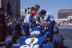 Photo of F1 Tyrell in the pit lane.  1976