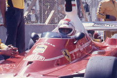 Photo of F1 Ferrari in the pit lane.  1976