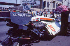 Photo of the rear of a F1 Surtees.  1977 F1 LBGP