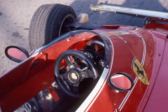 Photo of the cockpit in Niki Lauda's F1 Ferrari.  1976